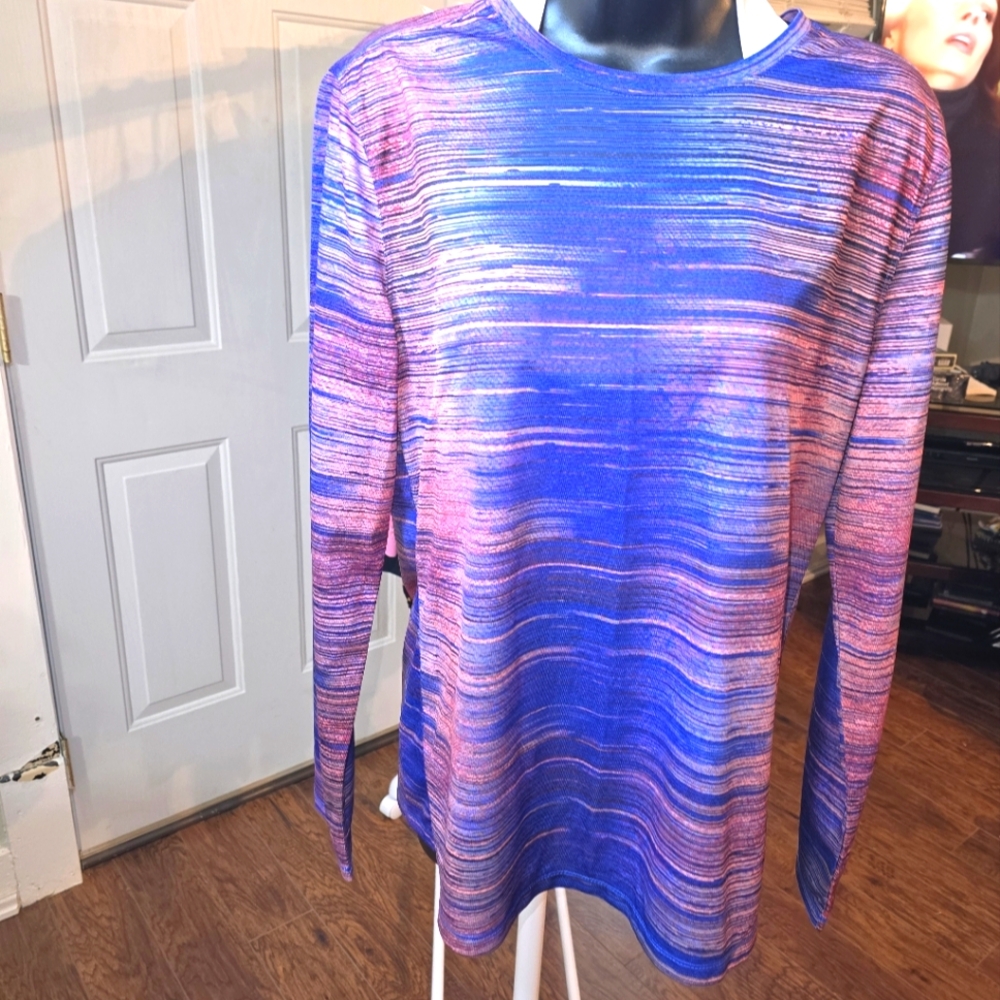 Reel Legends blue and pink long sleeve shirt